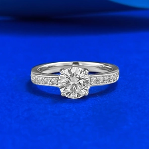 Luxury 925 Sterling Silver Four Prong Round Rhinestone Ring Classic Engagement Wedding Band For Women Elegant Jewelry Gift