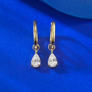 Boucles d'Oreilles Créoles en Argent Sterling 925 Avec Strass Taille Poire Pour Femmes Élégantes Boucles d'Oreilles Pendantes en U