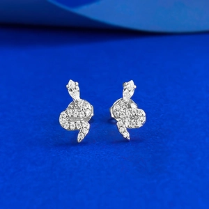 S925 Sterling Silver Snake Stud Earrings For Women Exquisite Rhinestone Inlaid Animal Design Fashion Jewelry Sparkling Snake Studs