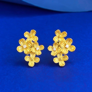 925 Sterling Silver Flower Cluster Stud Earrings Luxurious Gold Plated Rhinestone Inlaid Floral Earrings For Women Fashion Jewelry