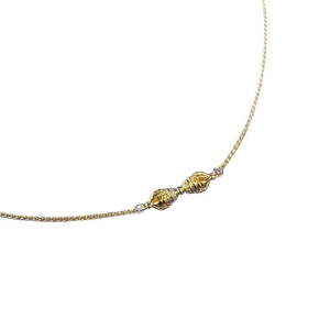 Golden S925 silver Vajra pendant necklace with intricate Buddhist ethnic design on chain