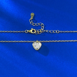 Minimalist S925 sterling silver heart pendant necklace with gold plating for women