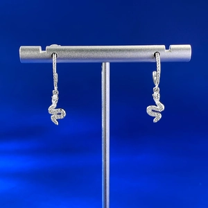 Exquisite S925 sterling silver snake drop earrings with sparkling full pavé crystal stones