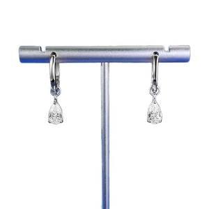 Boucles d'oreilles créoles en argent S925 avec cristaux pendants en forme de poire
