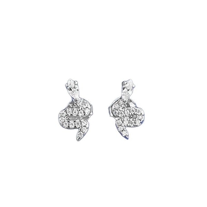 Exquisite S925 sterling silver snake earrings with pavé set crystals and pear-cut drops