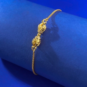 S925 silver gold-plated Vajra bracelet featuring sparkling cubic zirconia on cross chain