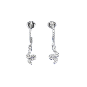 Exquisite S925 sterling silver snake earrings with pavé white zircon stone settings
