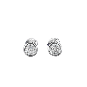 S925 sterling silver round stud earrings featuring sparkling 5.0mm cubic zirconia stones