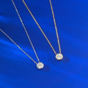 Colliers classiques en argent S925 avec pendentifs en zircon blanc rond en or et argent