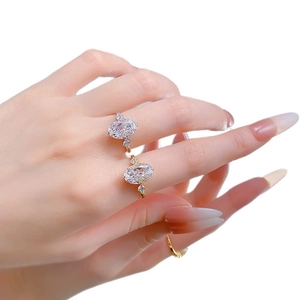 S925 sterling silver gold plated rings with oval cut high carbon diamond center stones