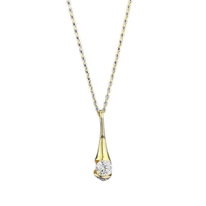 S925 silver gold-plated teardrop pendant necklace with sparkling white zircon stone