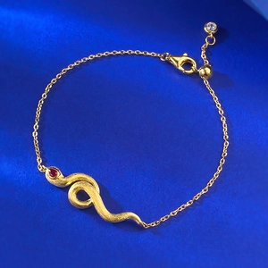 925 Sterling Silver Gold Brushed Snake Bracelet For Women Rhinestone Inlaid Animal Link Bracelet Elegant Jewelry Gift