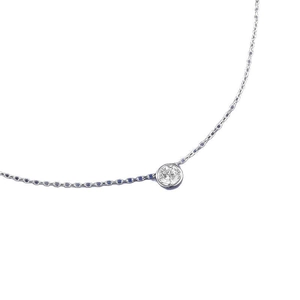 Collier classique en argent sterling S925 avec pendentif solitaire en zircon blanc rond