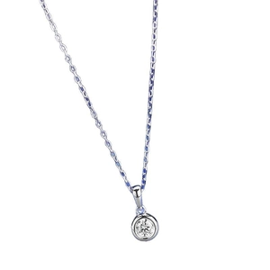 S925 sterling silver bubble necklace with a 5.0mm round brilliant cubic zirconia pendant