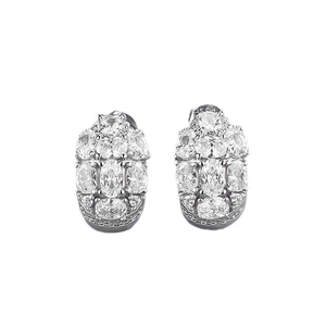 Elegant S925 silver stud earrings featuring three rows of oval-cut sparkling zircon stones