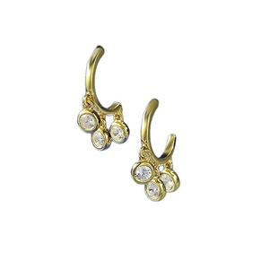S925 silver retro tassel bell earrings with three brilliant-cut clear zircon stones