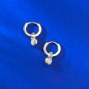 Elegant S925 sterling silver hoop earrings with sparkling round cubic zirconia stones
