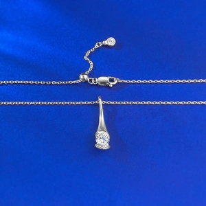 Elegant S925 sterling silver water drop pendant necklace with a brilliant round zircon stone