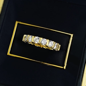 Elegant gold-plated S925 silver eternity ring with 4mm round-cut cubic zirconia crystals
