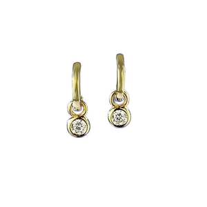 Minimalist S925 silver gold-plated hoop earrings with bezel-set round zircon pendants