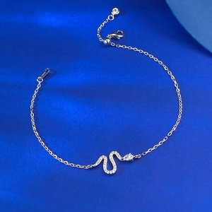 Exquisite S925 sterling silver snake bracelet with sparkling cubic zirconia inlays