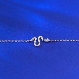 Elegant S925 sterling silver snake bracelet with cubic zirconia inlay and marquise stone