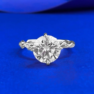 Classic S925 silver ring with 9mm zircon stone and twisted band design for women