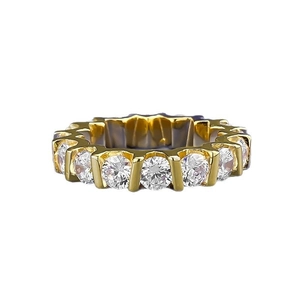 Classic gold plated S925 sterling silver eternity ring with 4mm round cut cubic zirconia