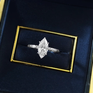 Retro S925 silver ring featuring a marquise cut stone and textured rope pattern