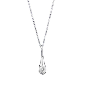 S925 sterling silver drop pendant necklace with sparkling 5mm cubic zirconia gemstone