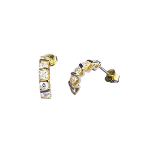 Boucles d'oreilles en argent S925 plaqué or avec zircons ronds de 4,25 mm