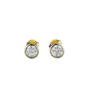 Elegant S925 sterling silver gold-plated round stud earrings with 5mm cubic zirconia