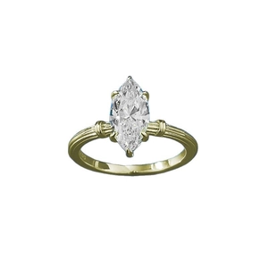 Vintage S925 silver gold ring featuring marquise-cut stone and twisted rope texture band