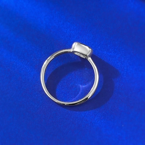 Minimalist S925 sterling silver ring with 6mm round diamond in smooth bezel setting