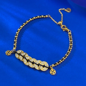S925 Sterling Silver Five Emperors Coins Black Cord Bracelet For Women Rhinestone Inlaid New Chinese Style Lucky Wealth Jewelry