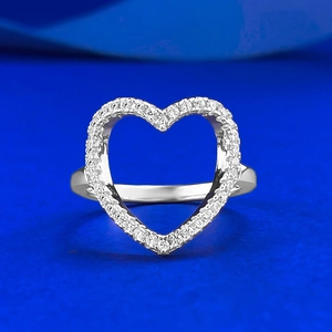 Elegant 925 Sterling Silver Heart Ring For Women Hollow Pavé Rhinestone Inlaid Small Dainty Finger Ring Romantic Jewelry Gift