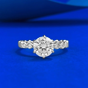 925 Sterling Silver Round Rhinestone Ring For Women Six-Prong Setting Honeycomb Inlaid Wedding Band Romantic Jewelry Gift