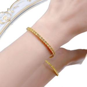 Bracelet tennis classique en argent 925 avec zircons jaunes brillants sertis griffes