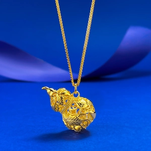 S925 Sterling Silver Hollow Gourd Pendant Necklace Chinese Style Filigree Exquisite Rhinestone Jewelry For Women Gift