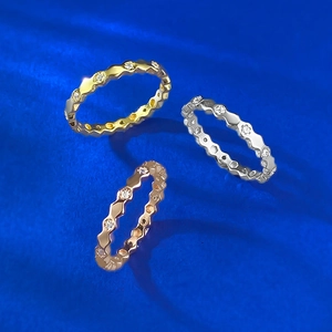 Three-tone S925 silver honeycomb stackable rings in gold silver and rose gold finishes