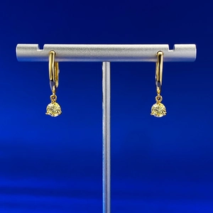 Classic 925 sterling silver hoop earrings with 5mm round yellow zircon pendant