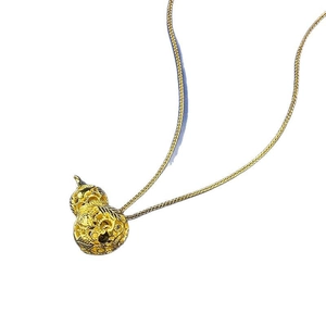 Exquisite S925 sterling silver hollow filigree gourd pendant necklace with gold finish