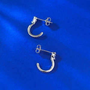 S925 silver snake-shaped stud earrings with marquise-cut stones and cubic zirconia