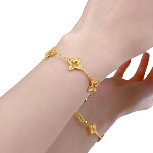 Bracelet trèfle à quatre feuilles en argent S925 avec dorure et diamants étincelants