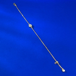 Bracelet bulle minimaliste en argent S925 avec diamant unique 6mm en finition dorée
