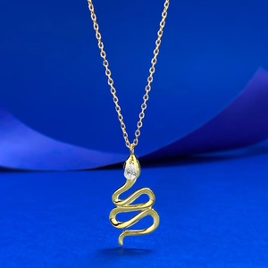 Collier Pendentif Serpent en Argent Sterling 925 Luxe Incrusté de Strass Plaqué Or Forme Animale Chaîne Ajustable Bijoux Femme