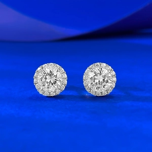 Classic Round Halo Stud Earrings For Women 925 Sterling Silver Zirconia Inlaid Elegant Wedding Party Fashion Jewelry