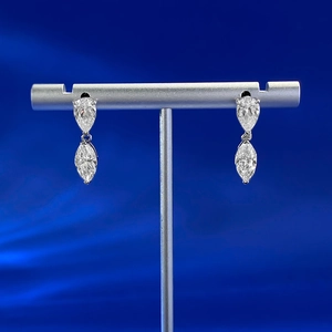 Elegant S925 silver drop earrings with pear and marquise cut zircons on display
