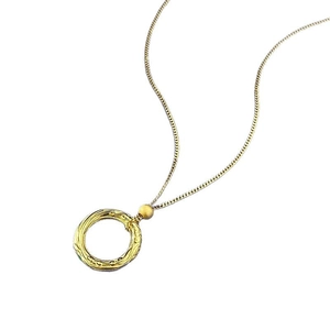 S925 silver golden ring necklace with green diamond and detailed vintage textures