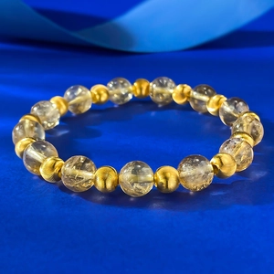 Lussuoso Bracciale in Argento Sterling 925 Con Perline di Citrino Per Donna Elegante Bracciale Elastico in Pietra Naturale